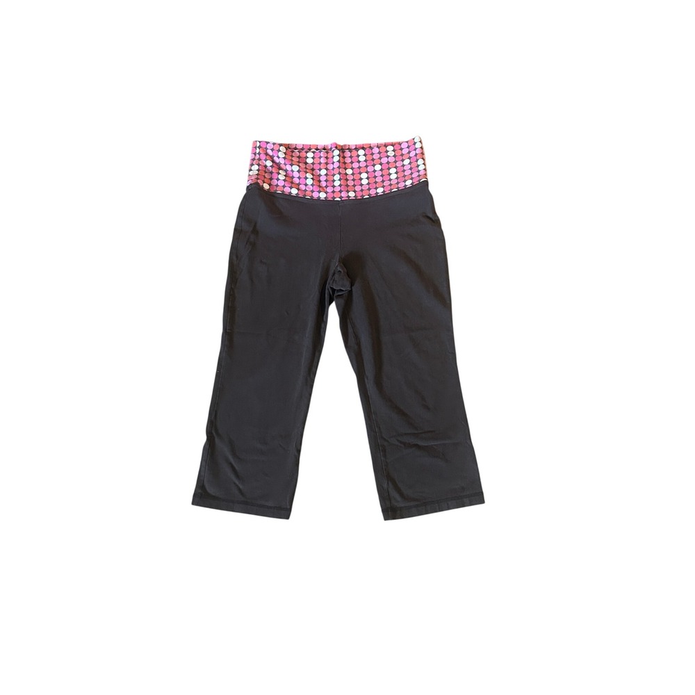 Old Navy Y2K Brown Pink Polka Dot Fold Over Capri Yoga Leggings Women Size M